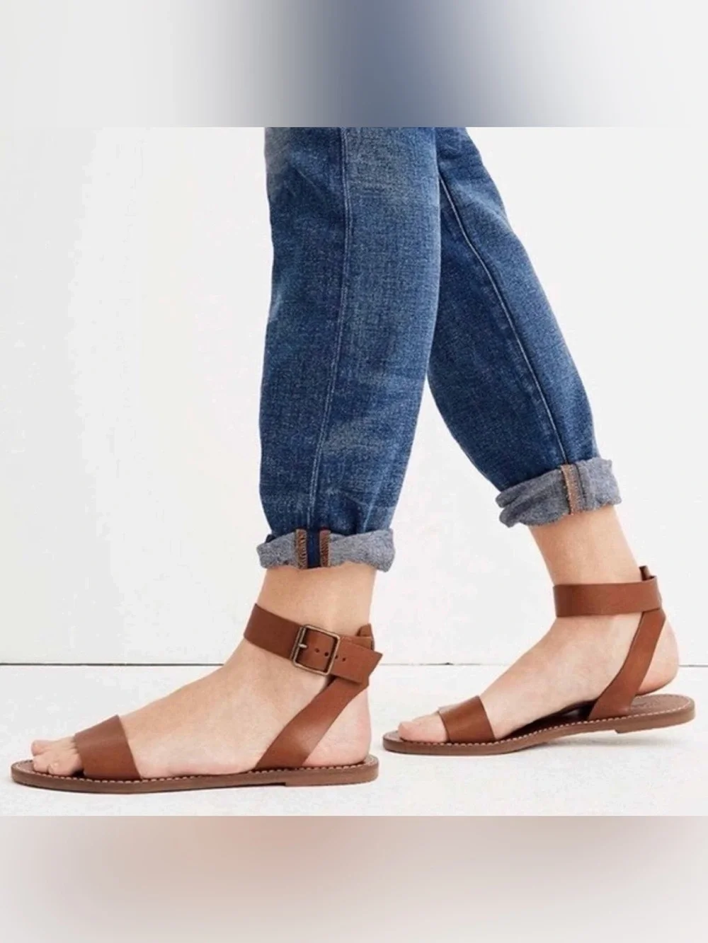 Madewell The Boardwalk Leather Sandals Women's Size, 8 Ankle Strap